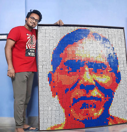 Completed Rubik's Cube portrait